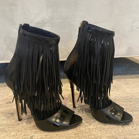 Brian Atwood Leather Gladiator Sandal Heels - Picture 1 of 4
